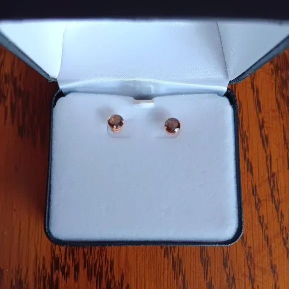 New Levian® 3/8 ct. t.w. Chocolate Quartz® Earrings in 14K Strawberry Gold® - Picture 2 of 5